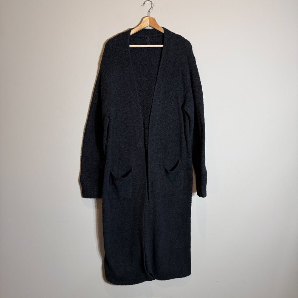 Skims Cozy Collection Teddy Long Robe Women's S/M Black Loungewear Soft Comfy - Picture 2 of 13